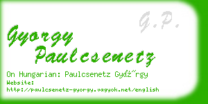 gyorgy paulcsenetz business card